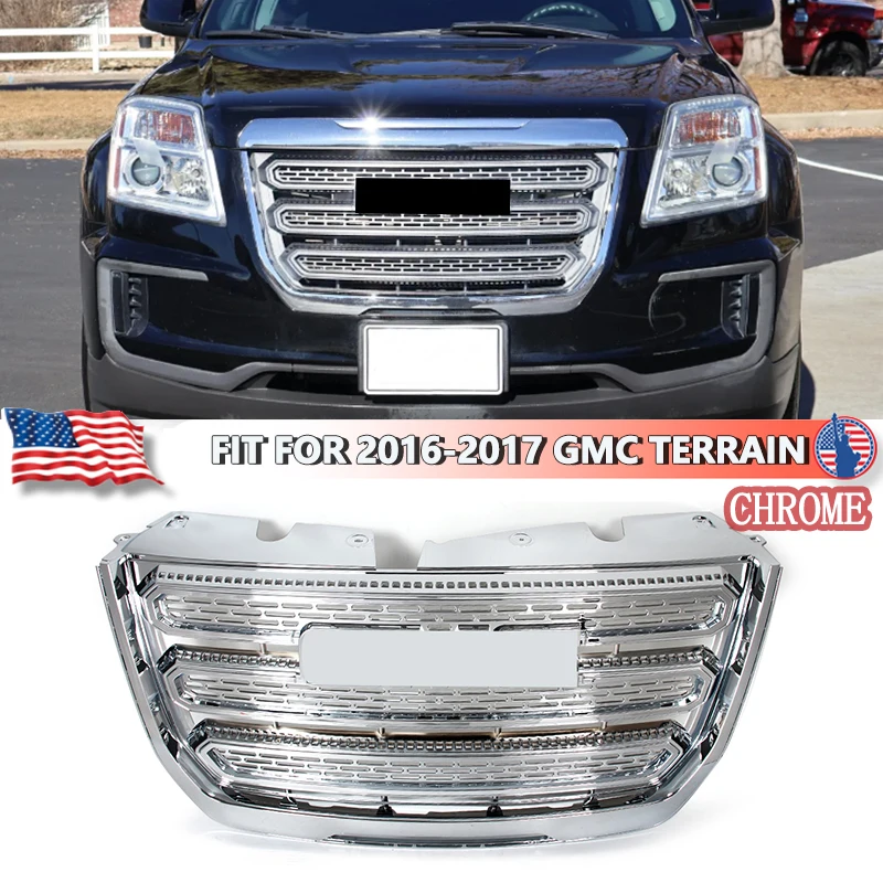 

Front Grille Upper Grill Assembly Chrome Trim Insert for GMC Terrain 2016-2017 Racing Grill Upper Bumper Hood Mesh Grid