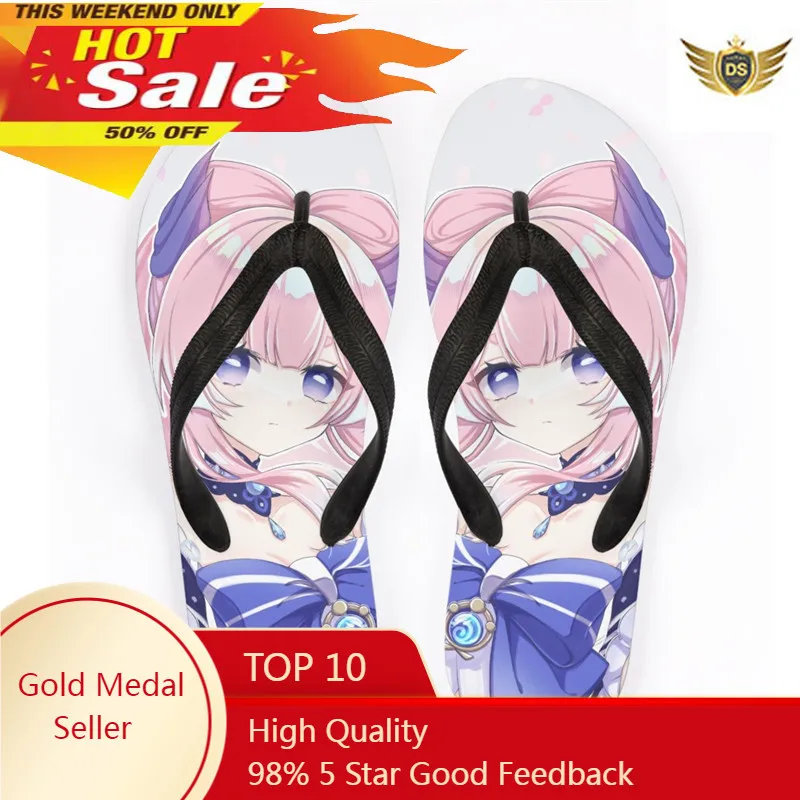 

Anime Kawaii Home Slipper For Girl Genshin Impact Women Indoor Comfort Flip Flops Manga Flat Slide Sandals