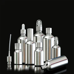 5ml-100ml Silver Glass Essential Oil Dropper Bottle Sample Bottle Glue Head Dropper Bottle Press Drop Separation Empty Bottle