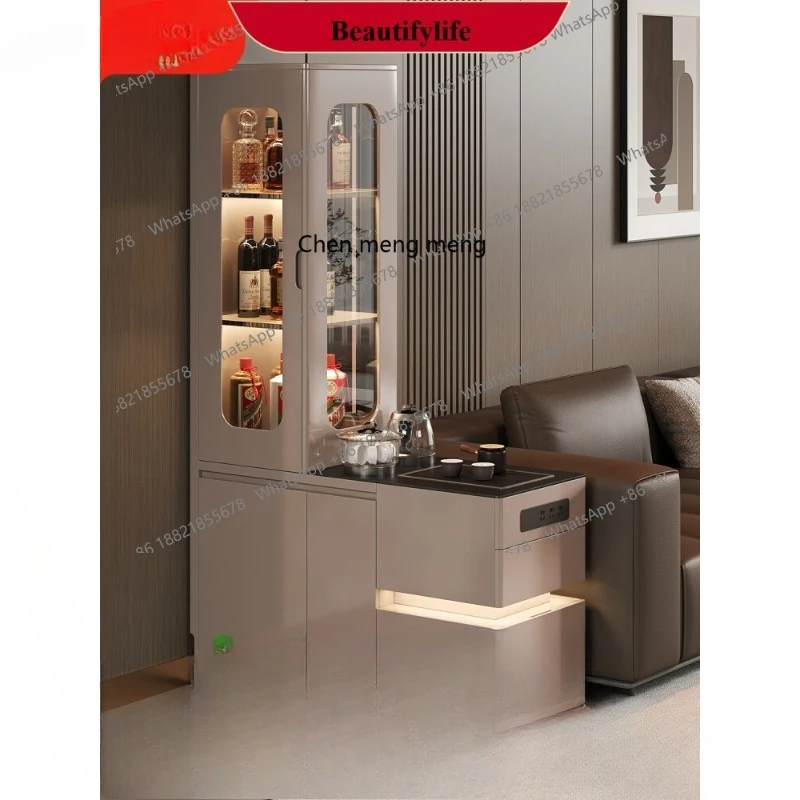 

Sofa side cabinet light luxury living room entrance partition cabinet new wine cabinet side coffee table kettle integrated