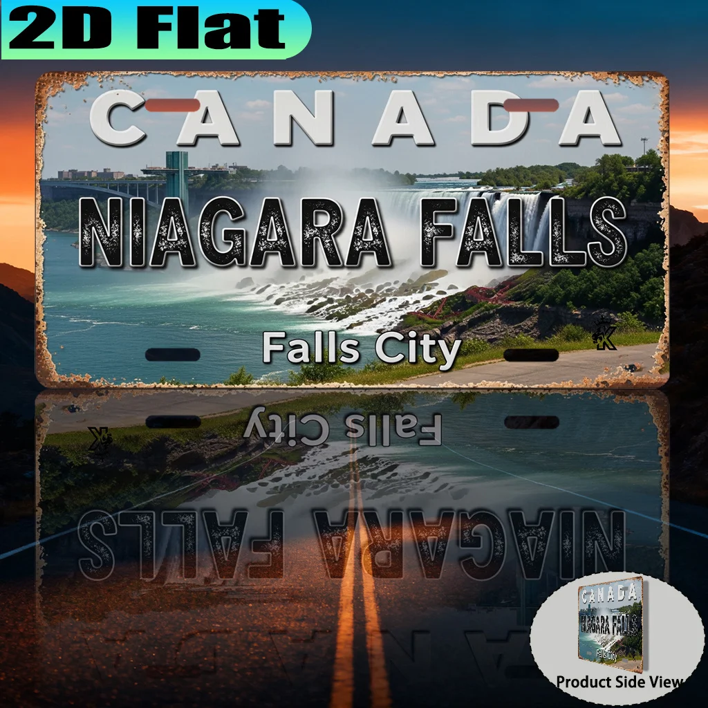 2D Flat,1pc, Niagara Falls Falls City retro aluminum sign license plate (12x6in), retro urban style, travel enthusiast gift