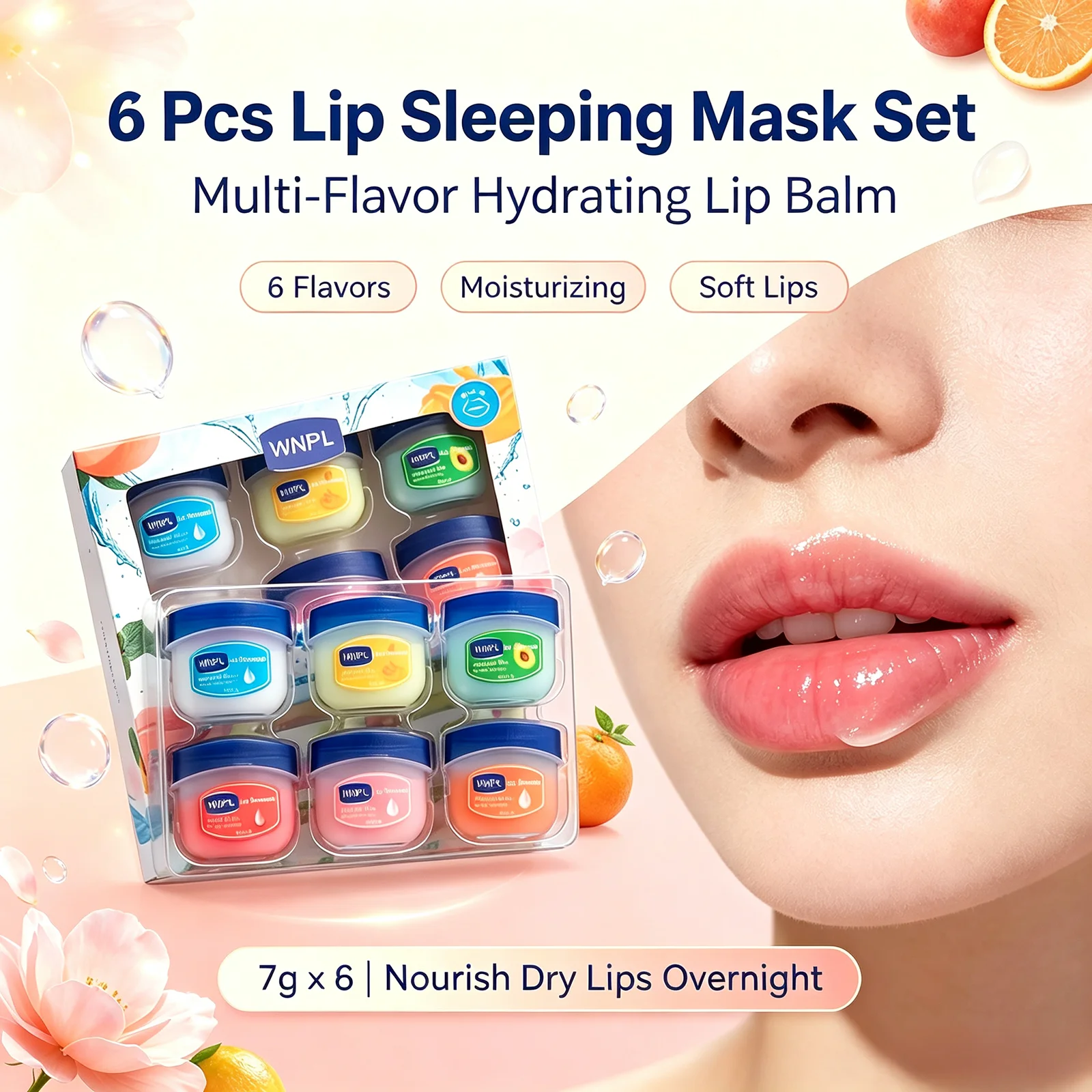 WNPL 4/6/8Pcs All Natural Lip Therapy Mask Nourishing Healing Balm For Severe Dry Lips Deep Hydrating Daily Lip Care