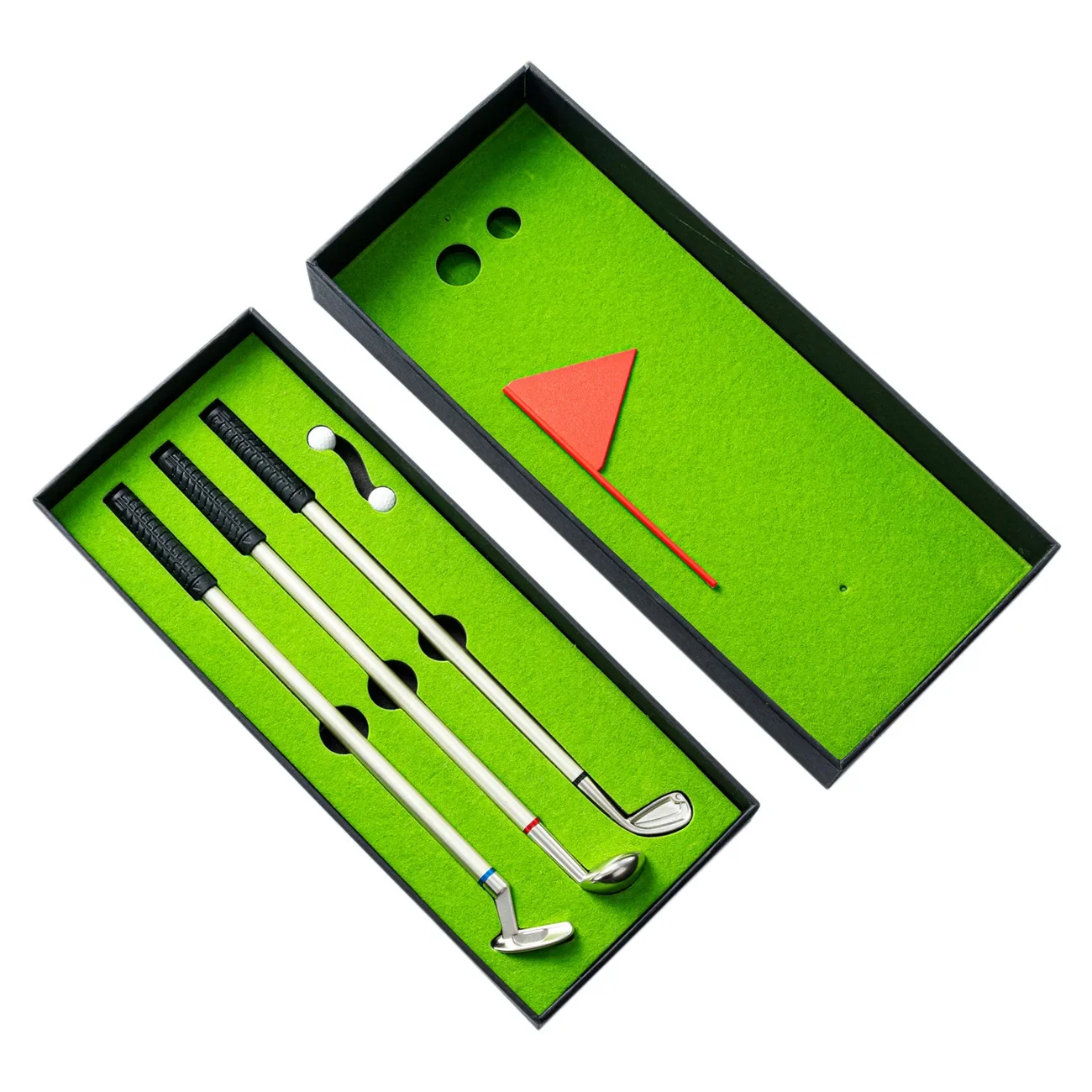 Juego de Mini bolígrafos de Golf de escritorio, regalo que incluye Putter de Golf, 3 palos, bolas, bandera, juegos de escritorio, suministros de