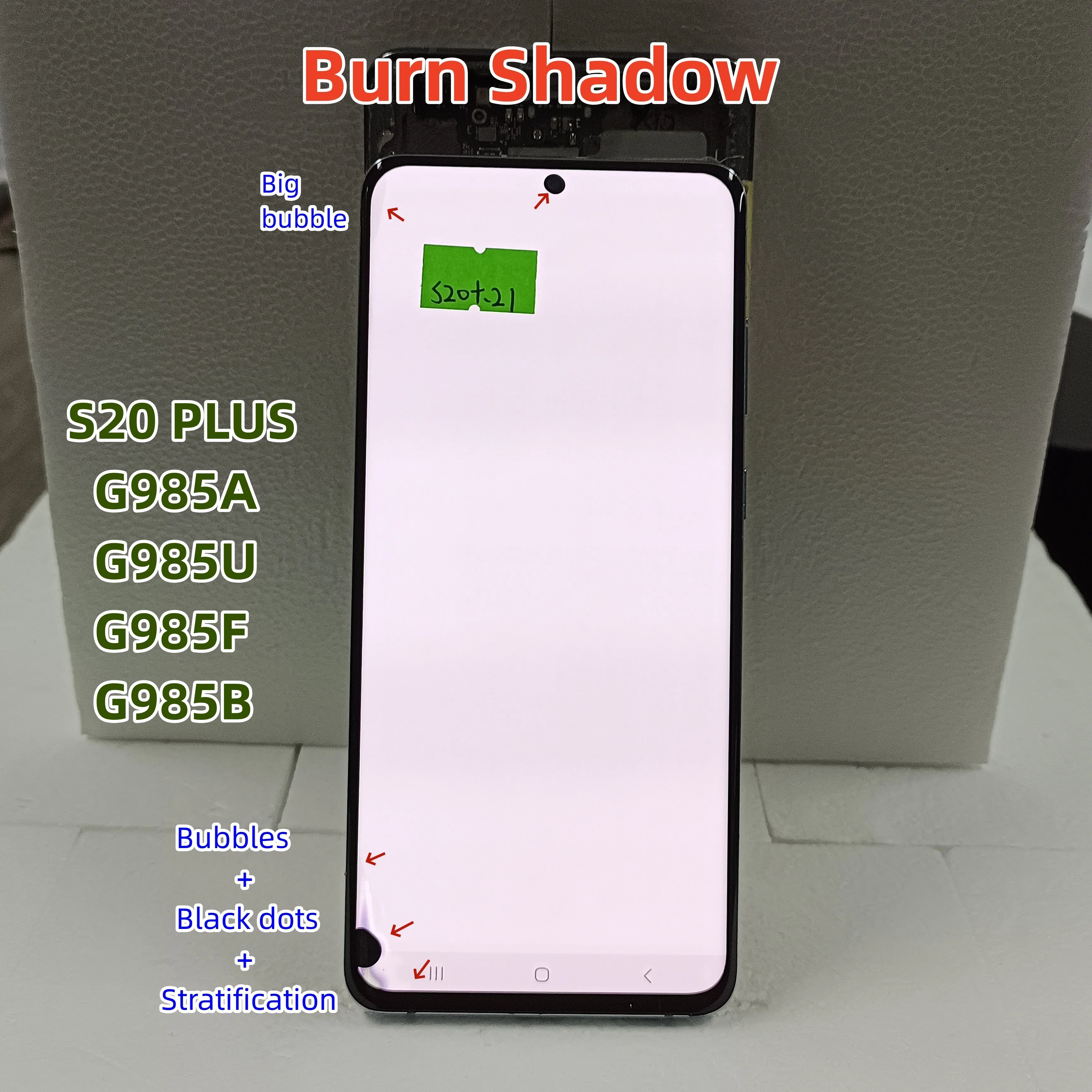 100 Tested S20+ LCD For Samsung Galaxy S20 Plus Display Touch Screen Digitizer SM-G985A G985U G985F/DS Display With Defects