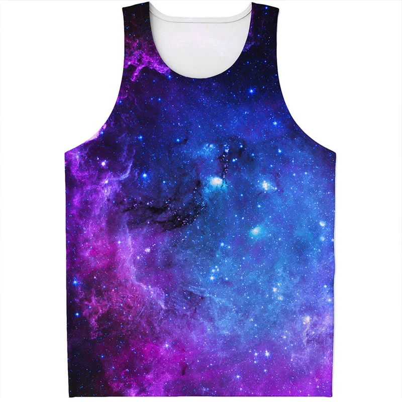 Summer New Space Galaxy 3D Print Tank Tops Men Women Oversized Fitness Gym Vest Harajuku Casual Sleeveless T Shirt Men Clothing