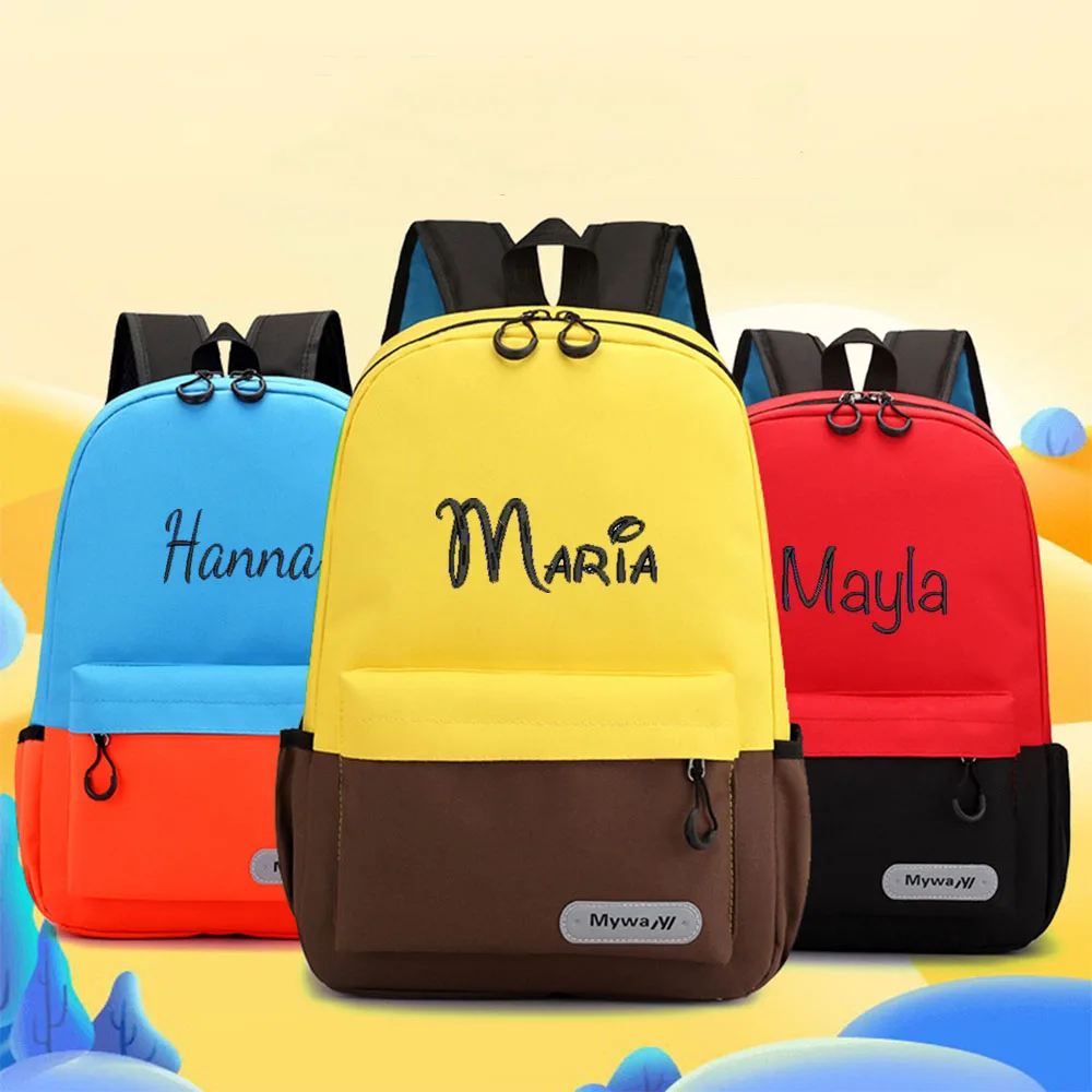 

Personalized Custom Of Primary And Secondary School Student Backpacks Embroidered Canvas Children's Travel Snack Backpacks