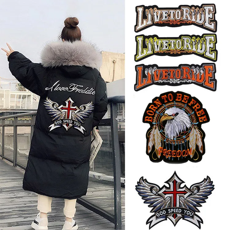 S/L روك باند المطرزة بقع للملابس النسر باو الحديد على التصحيح Stick مع الحديد الملابس السائق دراجة نارية يزين Diy بها بنفسك #1