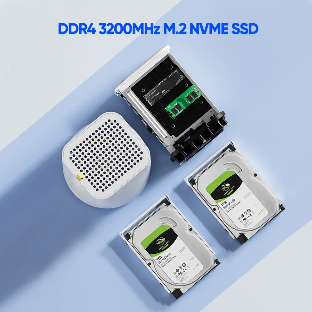 Topton R1 PRO NAS de 2 bahías Mini PC N100 computadora 2x I226-V 2,5G Firewall Router servidor multimedia servidor de almacenamiento de red nube privada