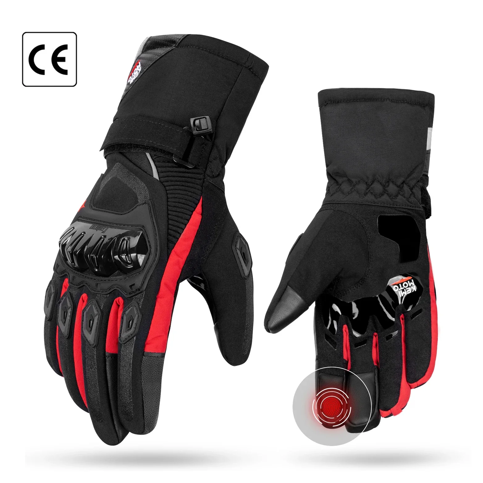 KEMiMOTO CE Motorradhandschuhe Winter Schwarz Guantes Moto Invierno Warm Touchscreen Wasserdicht Winddicht Schutzhandschuhe – Detail 21