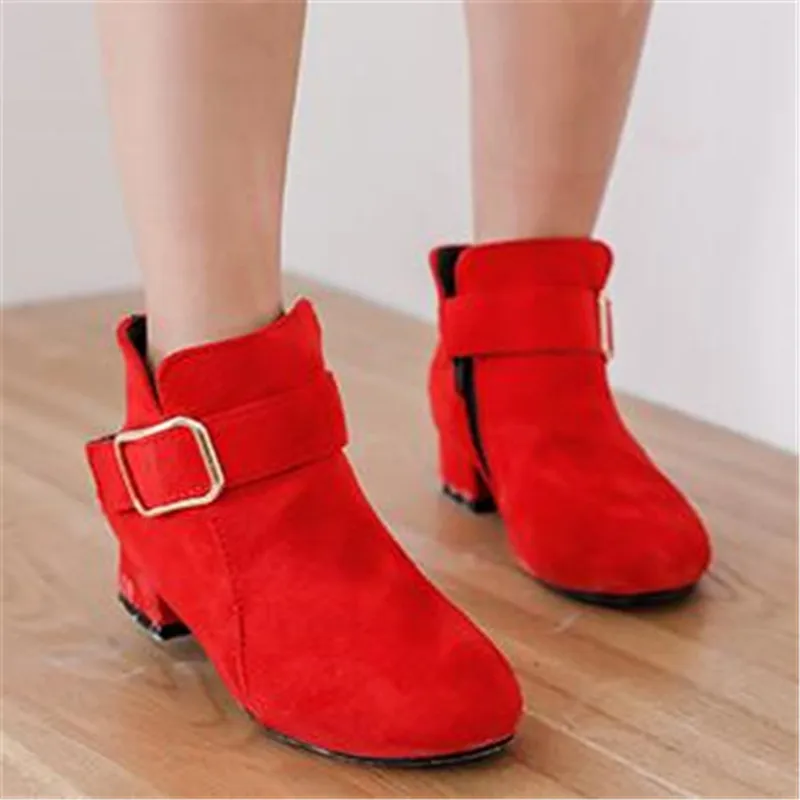 Girls Leather Ankle Boot Waterproof Children High Heel Short Boot Fashion Kids Kid Casual Sneakers