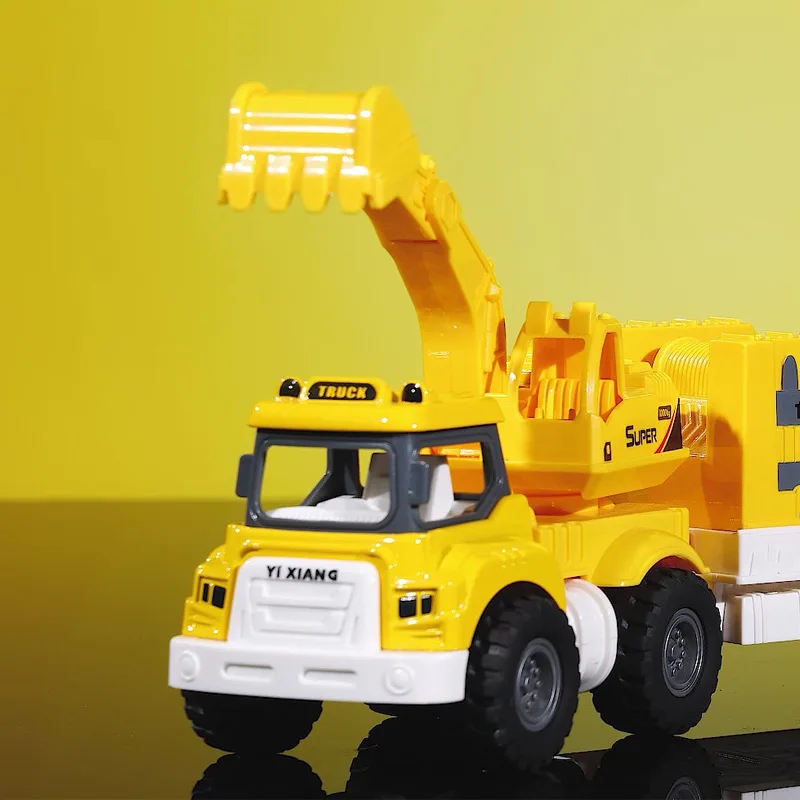 Simulación de aleación de excavación inercial, vehículo de rescate, modelo de remolque, juguete para niños, regalo de cumpleaños B216