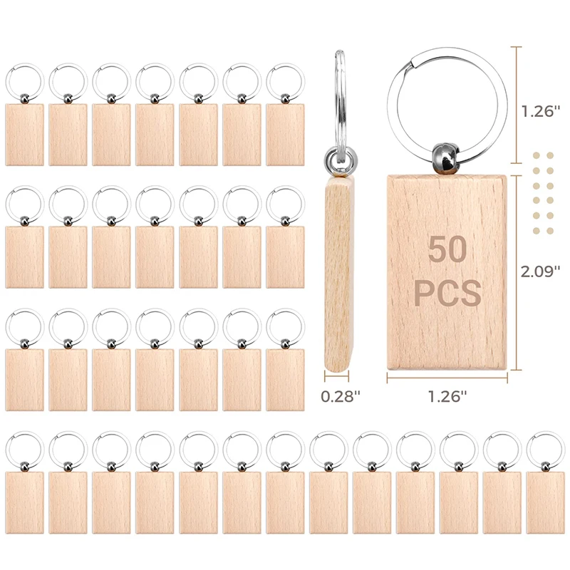 LLavero de madera en blanco, 50 piezas, etiquetas para llaves, el mejor regalo artesanal