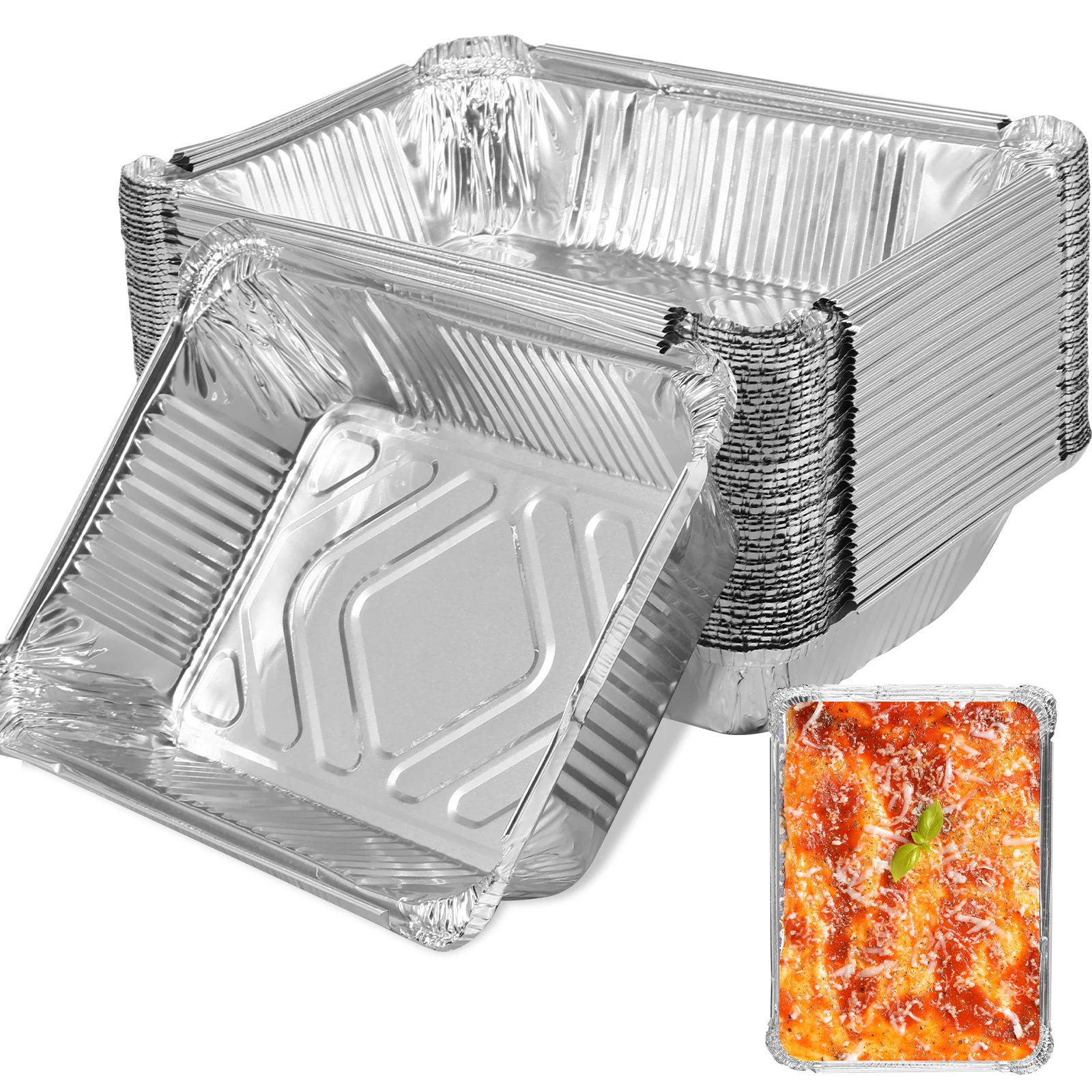 50 Stuks Aluminiumfolie Trays 1100 Ml Non-stick Aluminiumfolie Bakpannen Herbruikbare Food Grade Aluminiumfolie Containers folie Trays