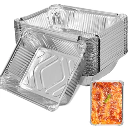 50Pcs Aluminum Foil Trays 1100ml Non-Stick Aluminum Foil Baking Pans Reusable Food Grade Aluminum Foil Containers Foil Trays