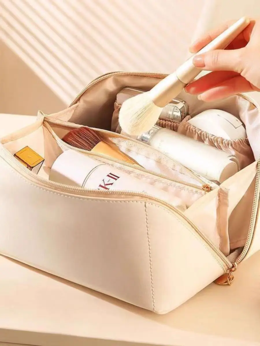 

Waterproof Large Capacity Leather Travel Cosmetic Bag Portable Women Makeup Case Multifunctional Toiletry Organizer Storage Bag