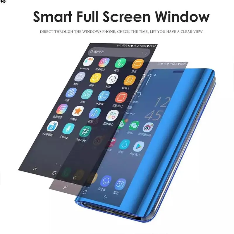 Custodia Flip Smart Mirror di lusso per Samsung Galaxy A32 A52 A72 5G A02s A12 A02 A82 M62 F62 M12 Cover per telefono Coque Fundas