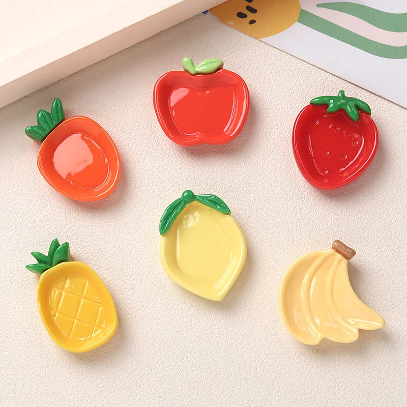 

100pcs Wholesale Fruit Plate Miniature Craft DIY Accessories for Keychain Desktop Ornament Dollhouse Kitchen Decor