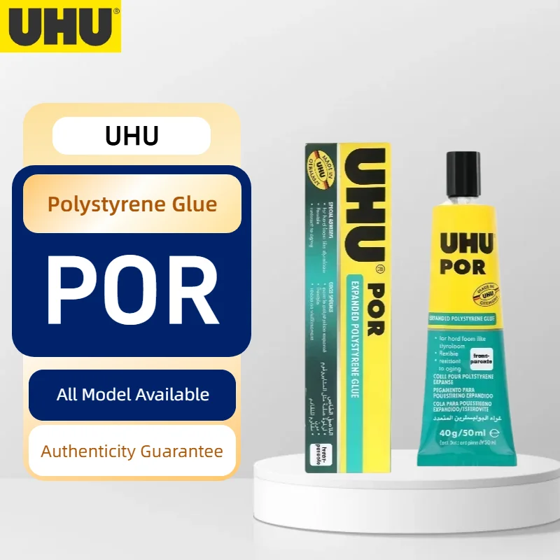 Pegamento Original UHU POR Foam Safe para Poliestireno, Adhesivo Transparente y Flexible para Modelos de Aviones RC, Manualidades, Bricolaje, 50 ml