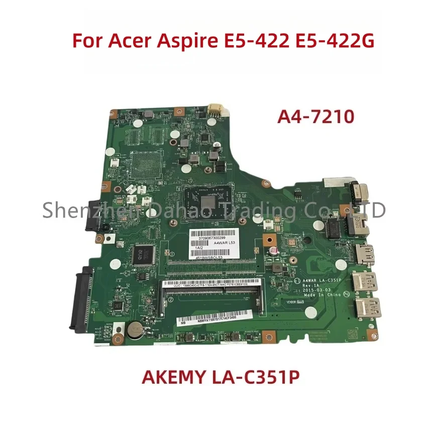 エイサー熱望-e5-422-e5-422g-ノートパソコンのマザーボード-la-c351p-a4-7210-cpu-uma-ddr3-nbmya11001-nbmya11001-完全にテスト済み