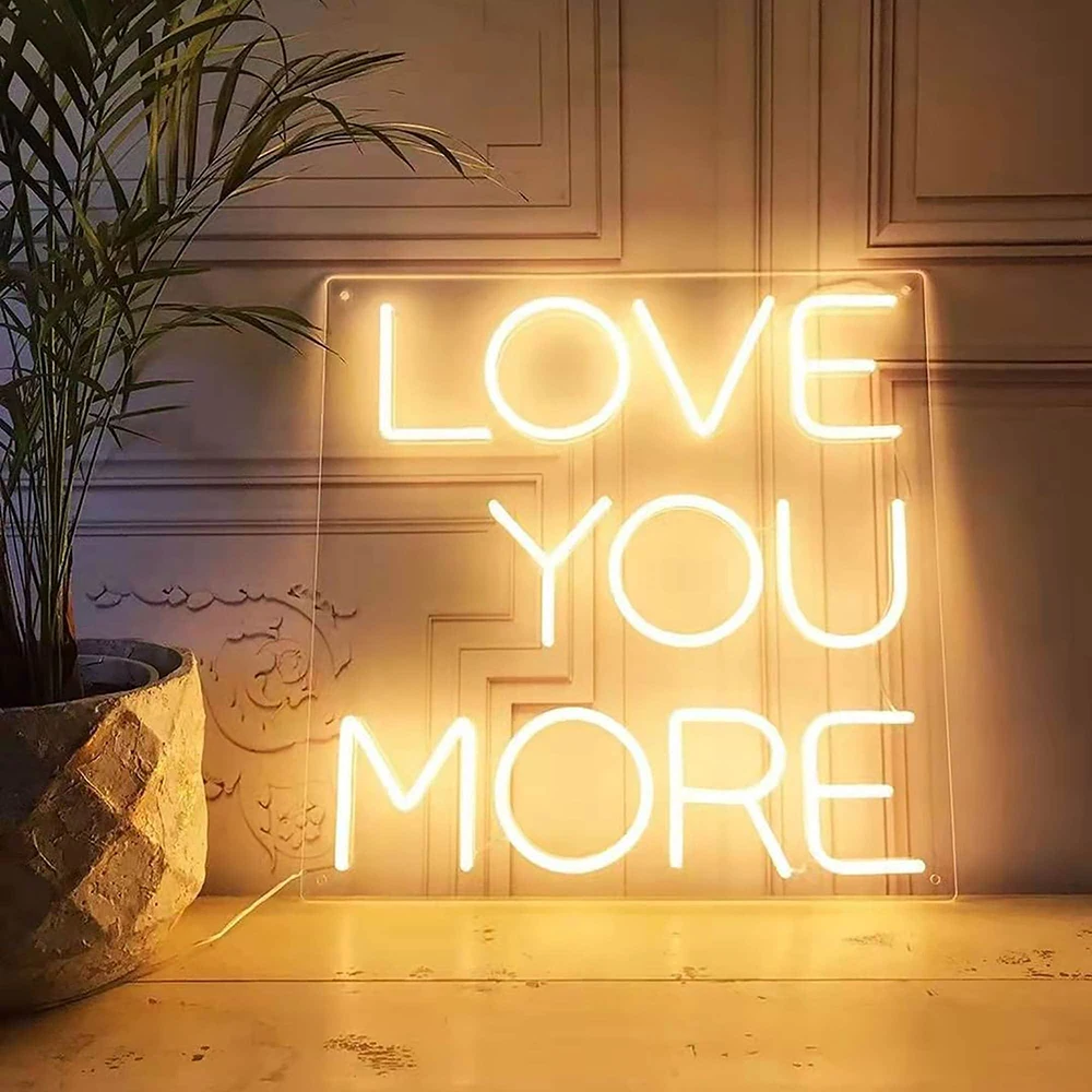 Love You More Neon Sign Personalised Wedding Engagement Led Light Sign Bedroom Home Room Wall Art Decor Custom Neon Lights