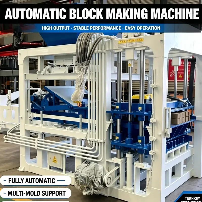 QT4-15/18 Concrete Block Making Machine Hydraulic Pressure Automatic High Productivity Hollow Cement Block Molding Machine