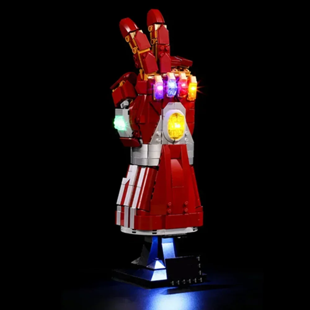 Miniso Marvel Avengers Ironman NANO Infinity Gauntlet Lighting Bricks Hand Glove Stones LED KIT Toys Building Blocks Gift