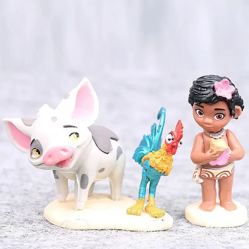 6pcs Hot Disney Movie Moana Anime Action Figure Toys Cute Maui Tala Tui Tamatoa Heihei Rooster Pig Hawk Collectible Model Decor