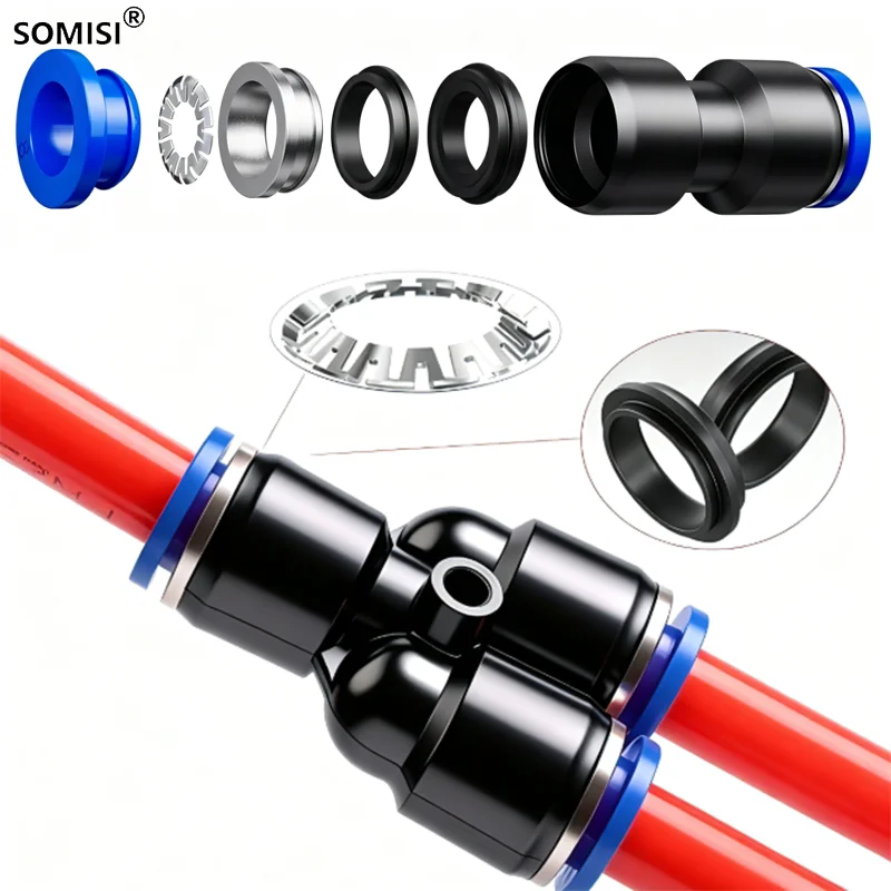 2/8/20P Pneumatic Fitting Tube Connector Fittings Air Quick Water Pipe Push in Hose Quick Couping OD 4/6/8/10/12/14/16mm Pipe