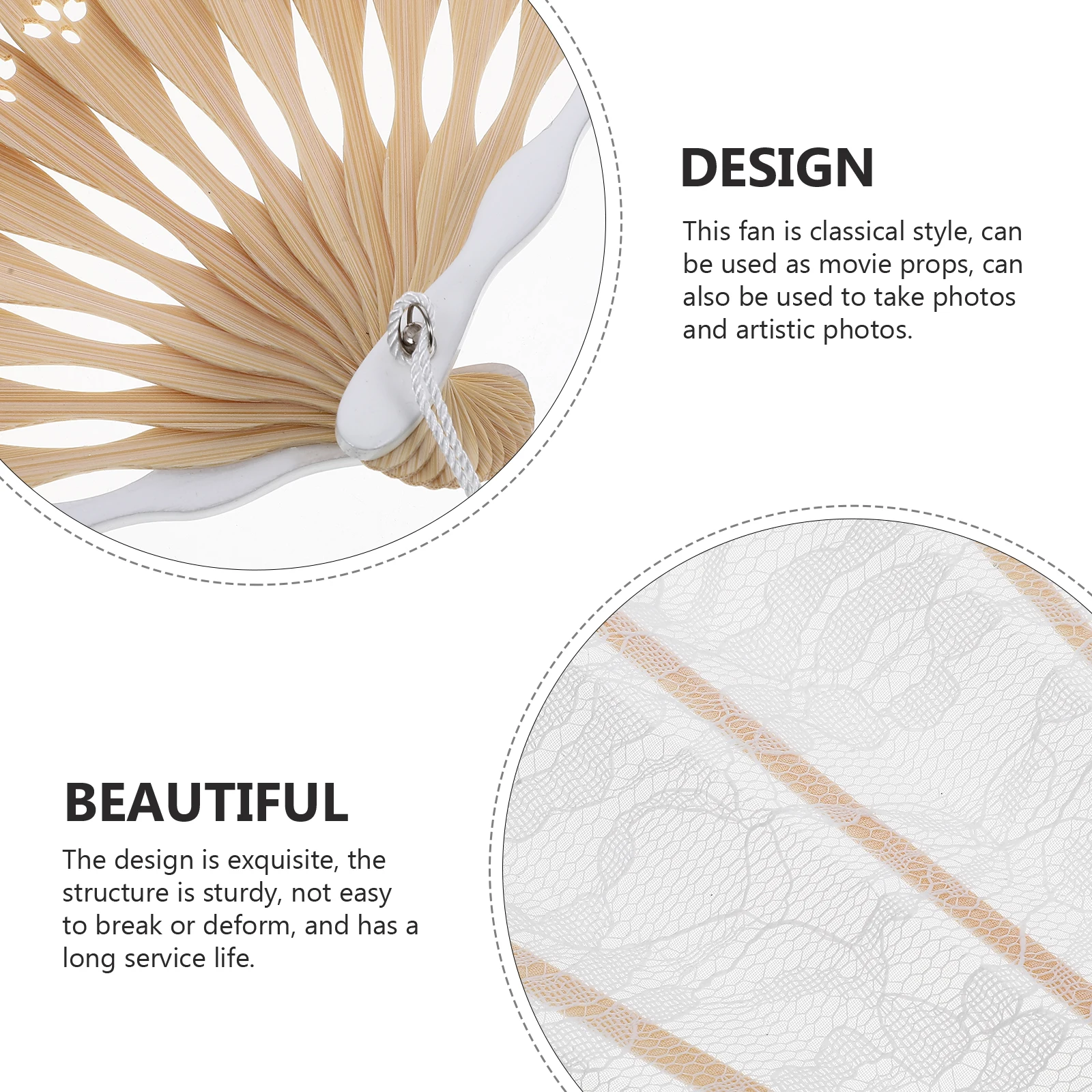 

1pc Vintage Lace Folding Bamboo Hand Fan For Women Decorative Portable Wedding Party Favor Dance Prop Handheld Fan