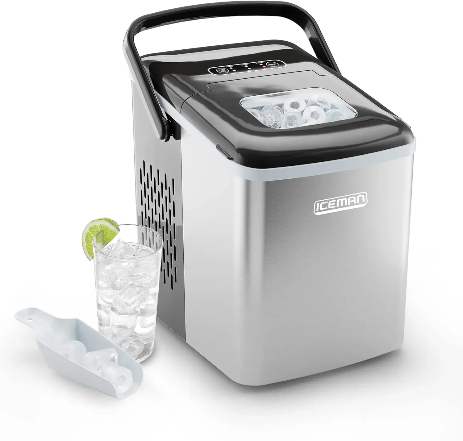 

Dual-Size Countertop Ice Maker Machine, Creates 2 Cube Sizes in 6 Mins, Holds 1.3 Lb. of Ice, Makes Up To 26 Lb in 24 Hours