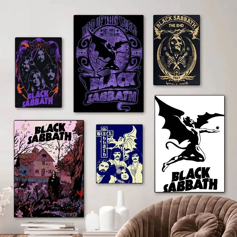 Black S-Sabbaths Singer Classic Vintage Poster Dekoration Gemälde Wandkunst Weißes Kraftpapier Kawaii Raumdekoration