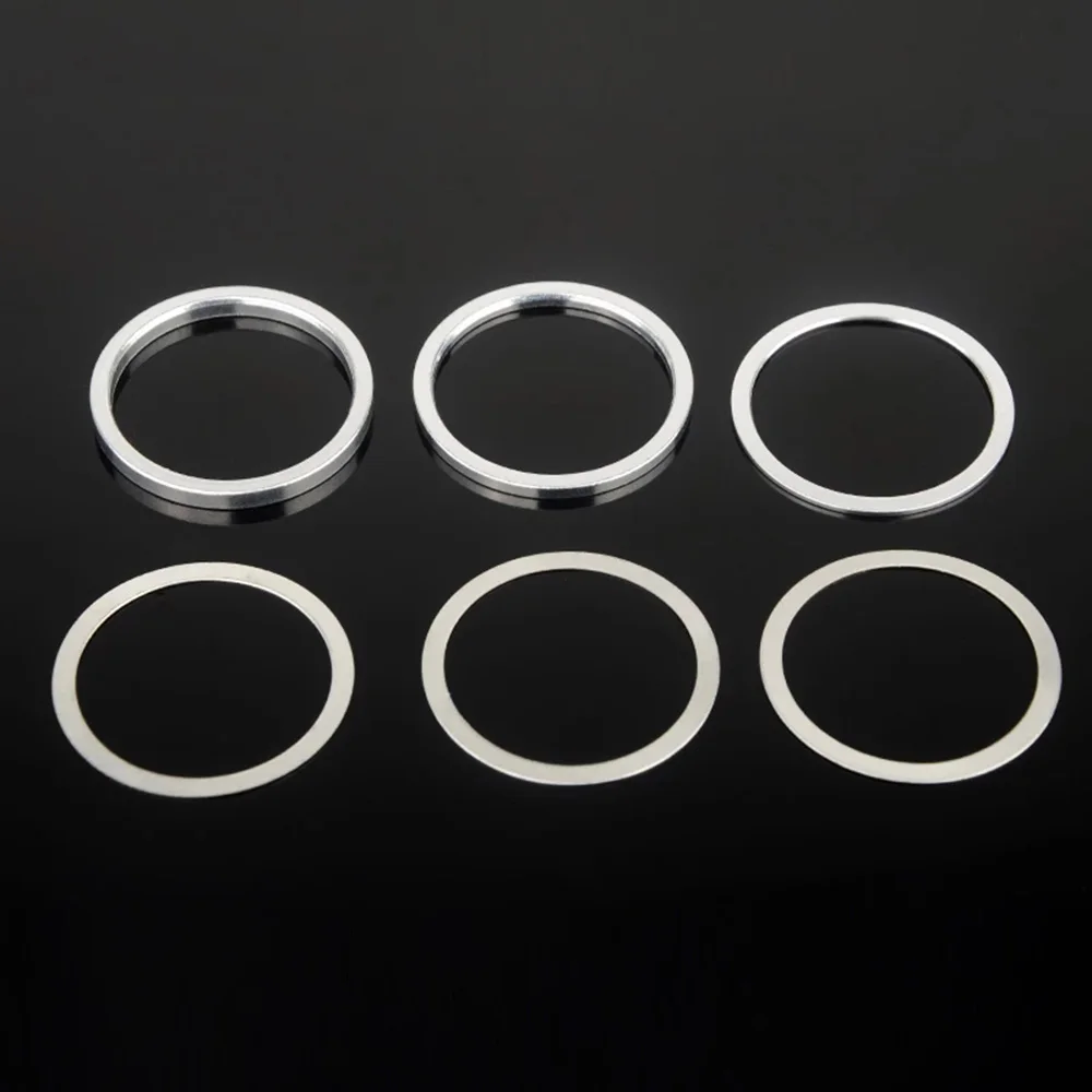 6pcs Aluminum Alloy Bike Front Fork Bike Headset Ring Fine Tuning Gasket Spacing Pad Bicycle Headset Spacer Adjusting Washer