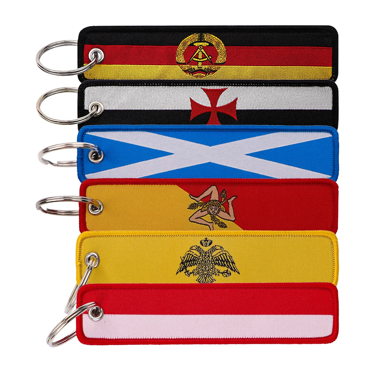 National Flags Sign Embroidery Key Fob Keyring for Motorcycles Cars Backpack Keychain Fashion Accessories Gifts for Friends