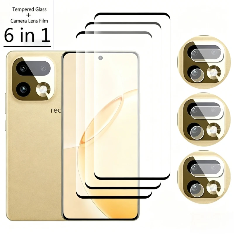 

Защитное стекло 6-в-1 для Realme 16 Pro Plus: полное покрытие экрана и стекло для камеры