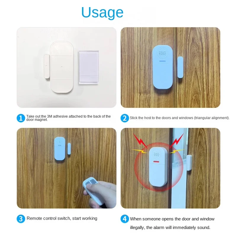 New Arrival Door Magnetic Alarm with Lighting Reminder, Remote Control, Home and Shop Anti-Theft Alarm System