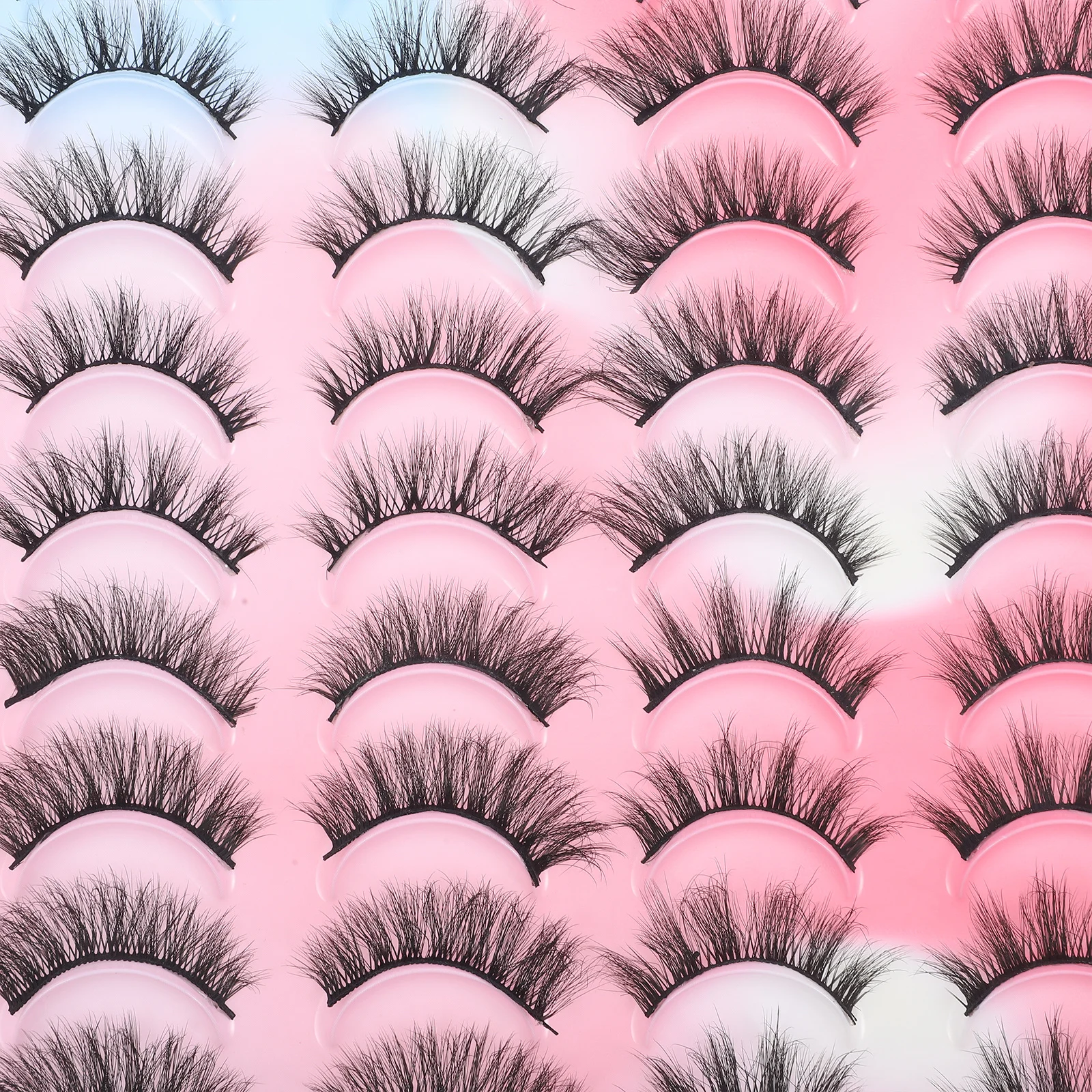 비보르티 20쌍 대량 인조 속눈썹 자연스러운 룩 여성용 메이크업 눈매 강조