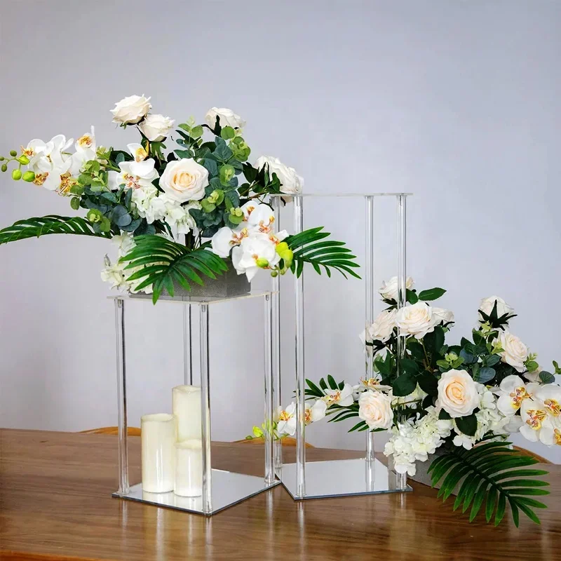 Wedding Centerpiece Acrylic Plinth Display Stand Manufacturer Table Flower Clear Decoration  Bride Event Party Lead Guide Hotel