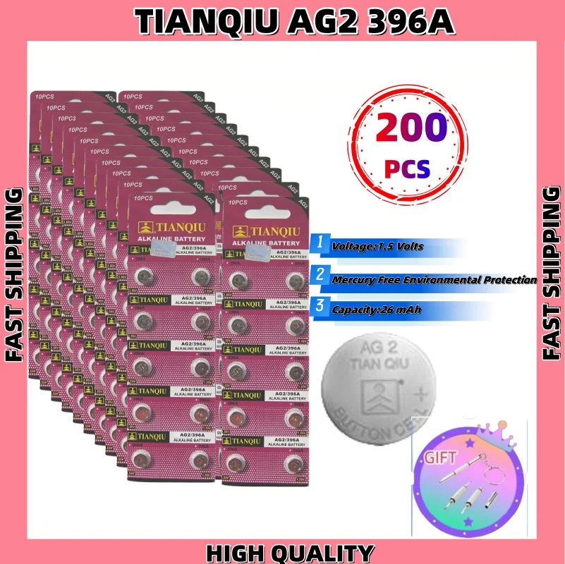 50-200pcs AG2 LR726 396 397 D396 D397 GP397 V396 Alkaline Button Cell Battery