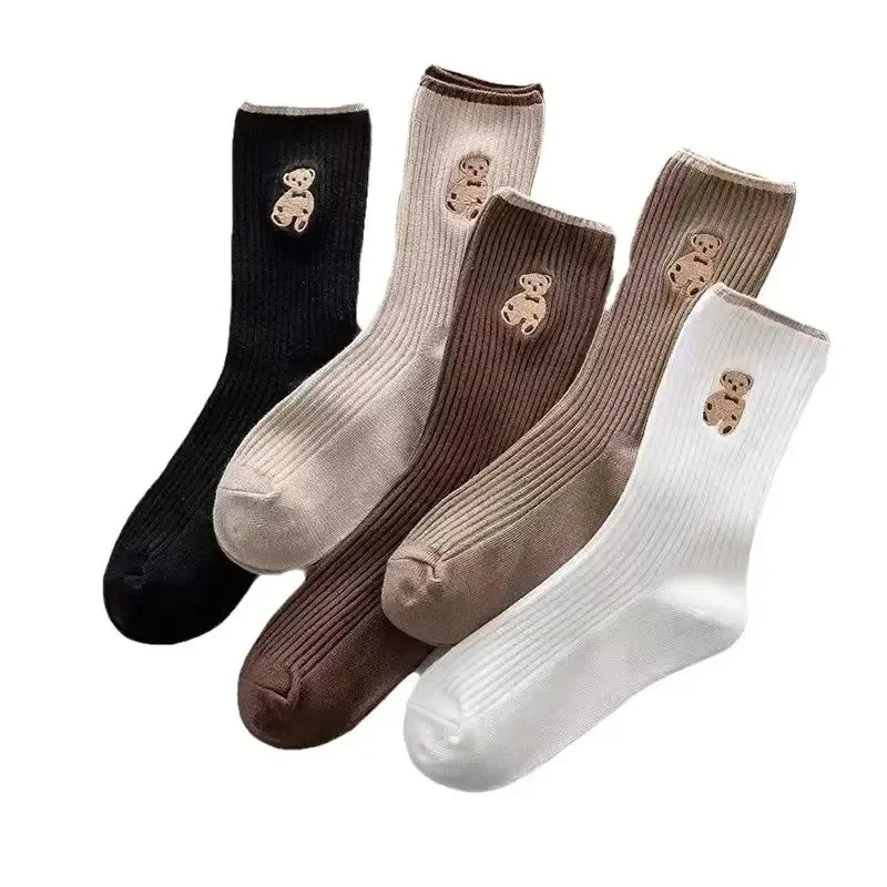 

20 Pairs of Cartoon Teddy Bear Mid Tube Socks, Comfortable Stretch Sports Socks, Suitable for Autumn and Winter Wear