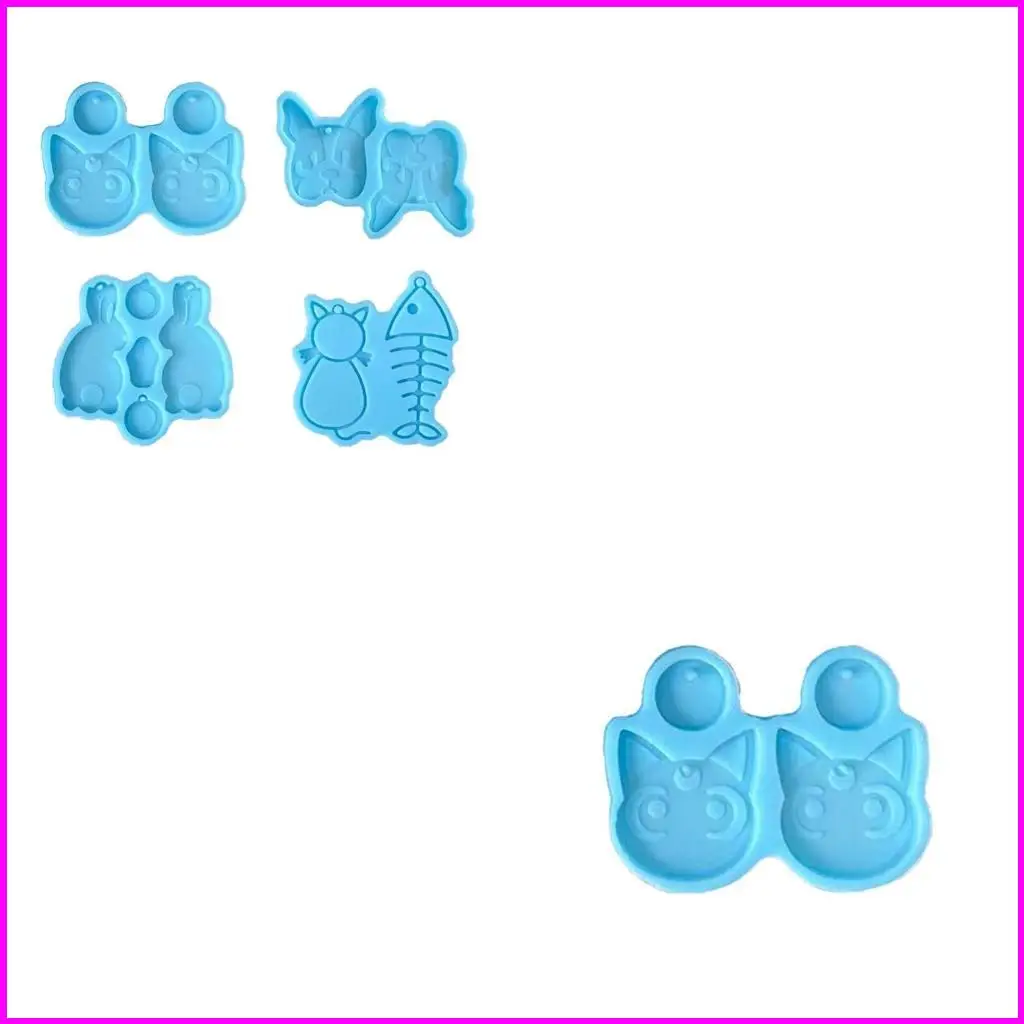 

Glossy Silicone Resin Mold for Cat Fish Rabbit Earring Mold for DIY Keycha