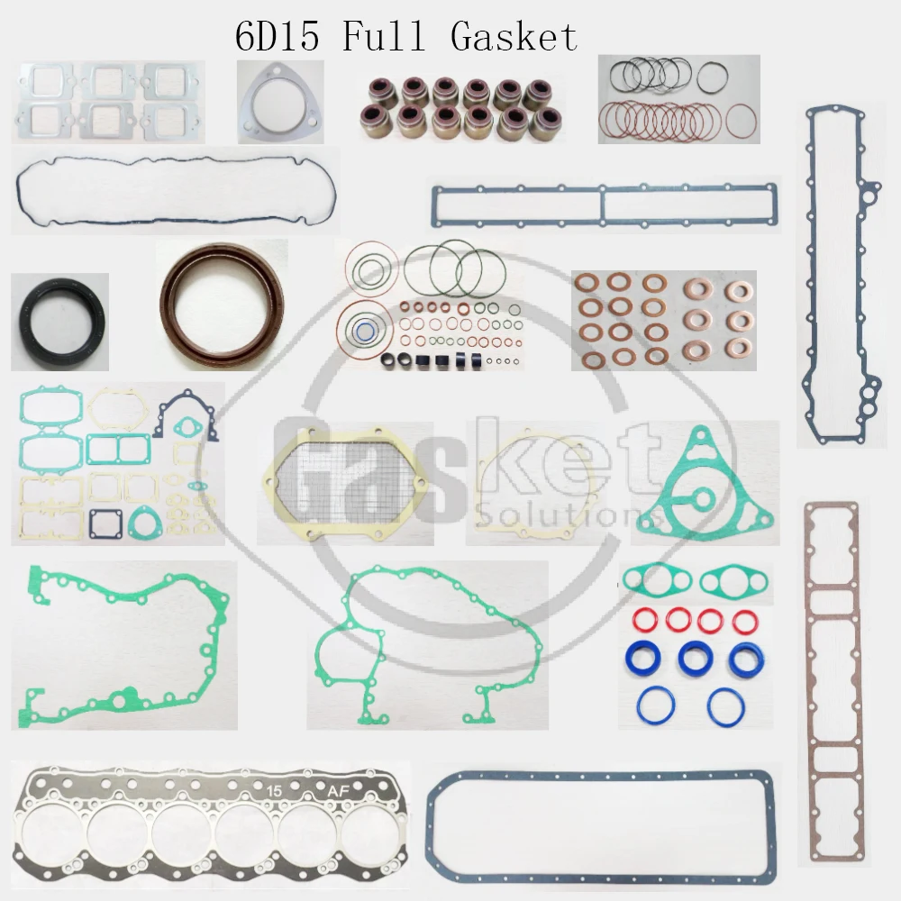 6D15 6D15T 6D15-2AT Engine Full Gasket Kit Cylinder Head Fits Mitsubishi Excavator Loader Truck ME999459 Square hole  round hole