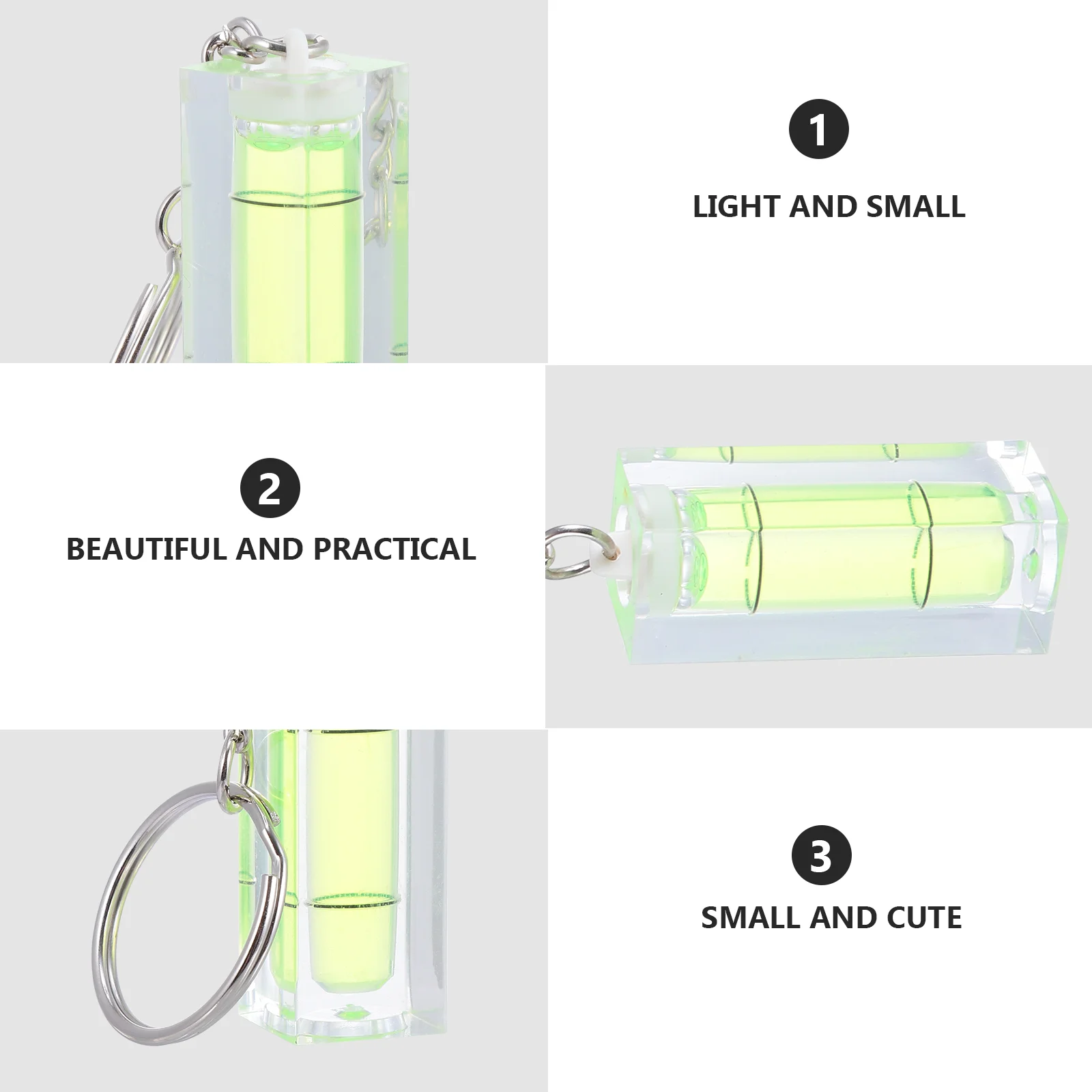 3 Pcs Key Ring Acrylic Keychain Horizontal Bubble Spirit Level Picture Frame Spirit
