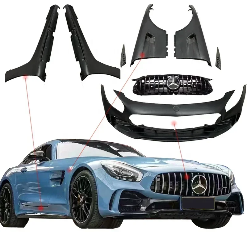 Upgrade To GRT Style Wide Body Kit For Mercedes Benz AMG GT GTC GTS Body kits Half Carbon Fiber Front Bumper Rear Bumper