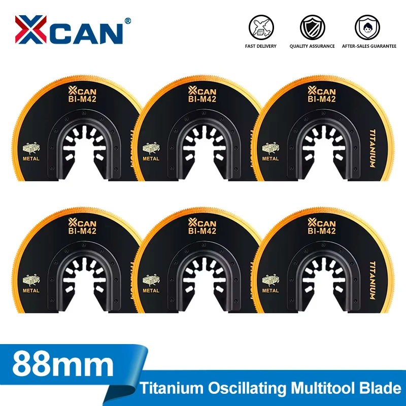 XCAN 1/2/5/10 peças Lâminas de Serra Oscilante 88mm Semicirculares Revestidas de Titânio para Ferramentas Multifuncionais para Madeira, Metal e Plástico