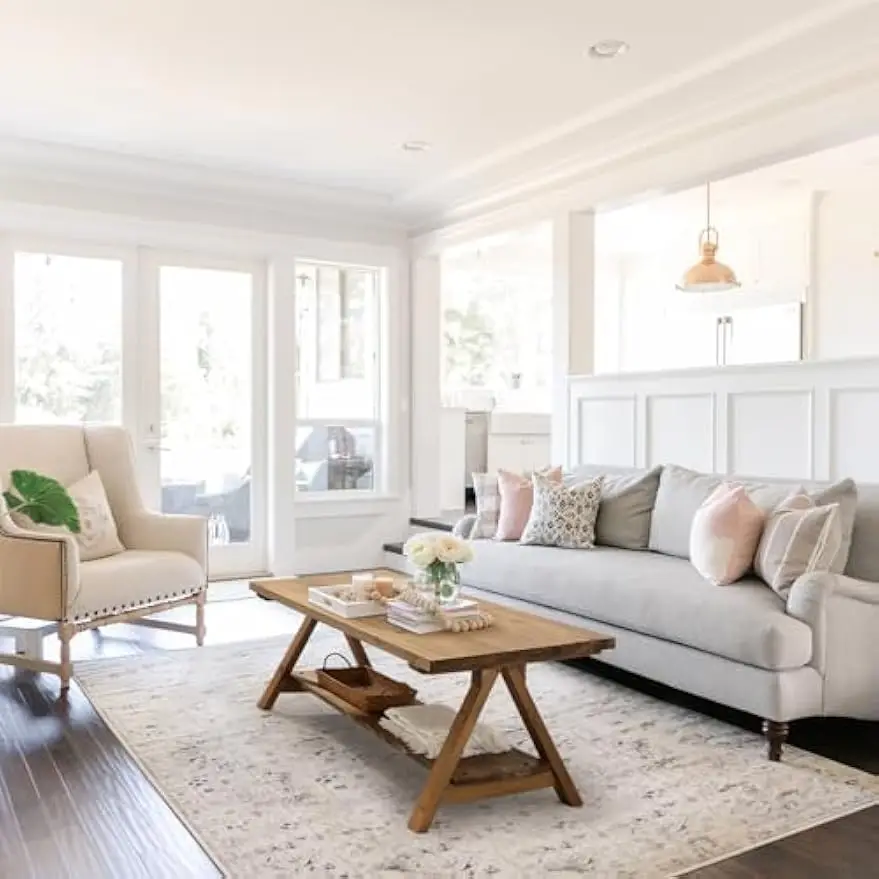 Mesa de centro de madera rústica para sala de estar, 42,5 ", rectangular, sólida, Ta