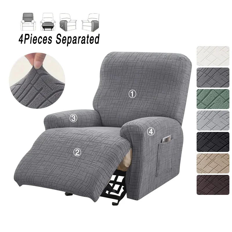 Housse de canapé inclinable en Jacquard, extensible, fendue, 1 place, Anti-salissure, protection pour salon