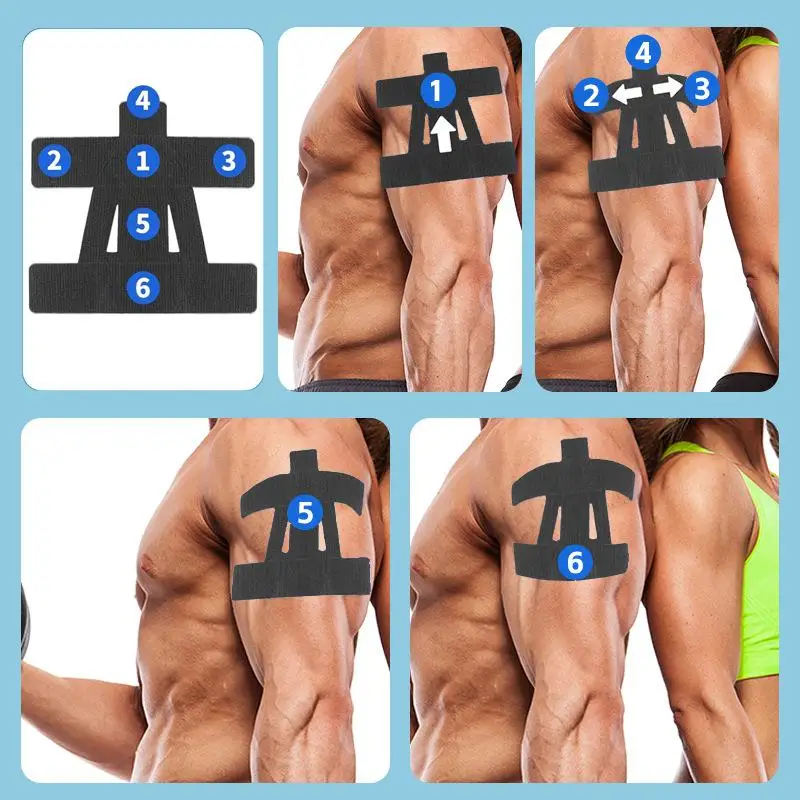 1/2 Pcs Precut Kinesiology Tape Shoulder Pain Relief Breathable Waterproof Adjustable Shoulder Support Elastic Athletic Tap