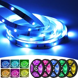 Flexível RGB LED Strip Lights para quarto, fita adesiva, fita de luz, Natal, 5050, 12V, 5m, 10m, 15m