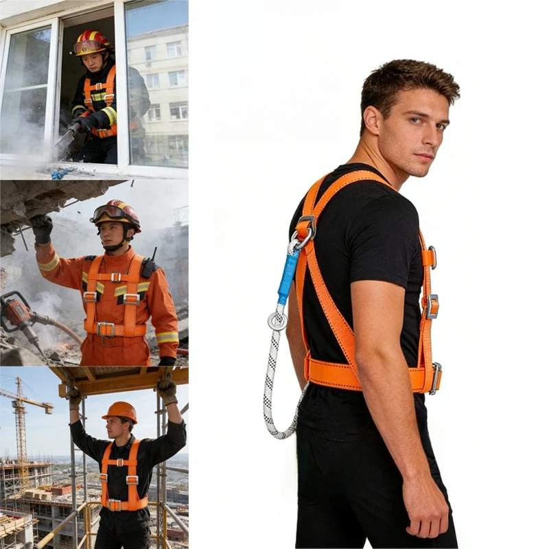 

Ремни безопасности для воздушных работ со шнурком на спине. Защита конструкции. Высотный ремень безопасности для скалолазания. На открытом воздухе. Безопасная веревка.