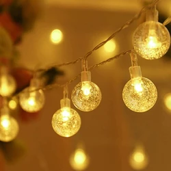 LED String Fairy Light 220V 10M/20M/30M Crystal Bubble Ball Outdoor Lamp Bulbs Garland Decoration Waterproof Garden Christmas